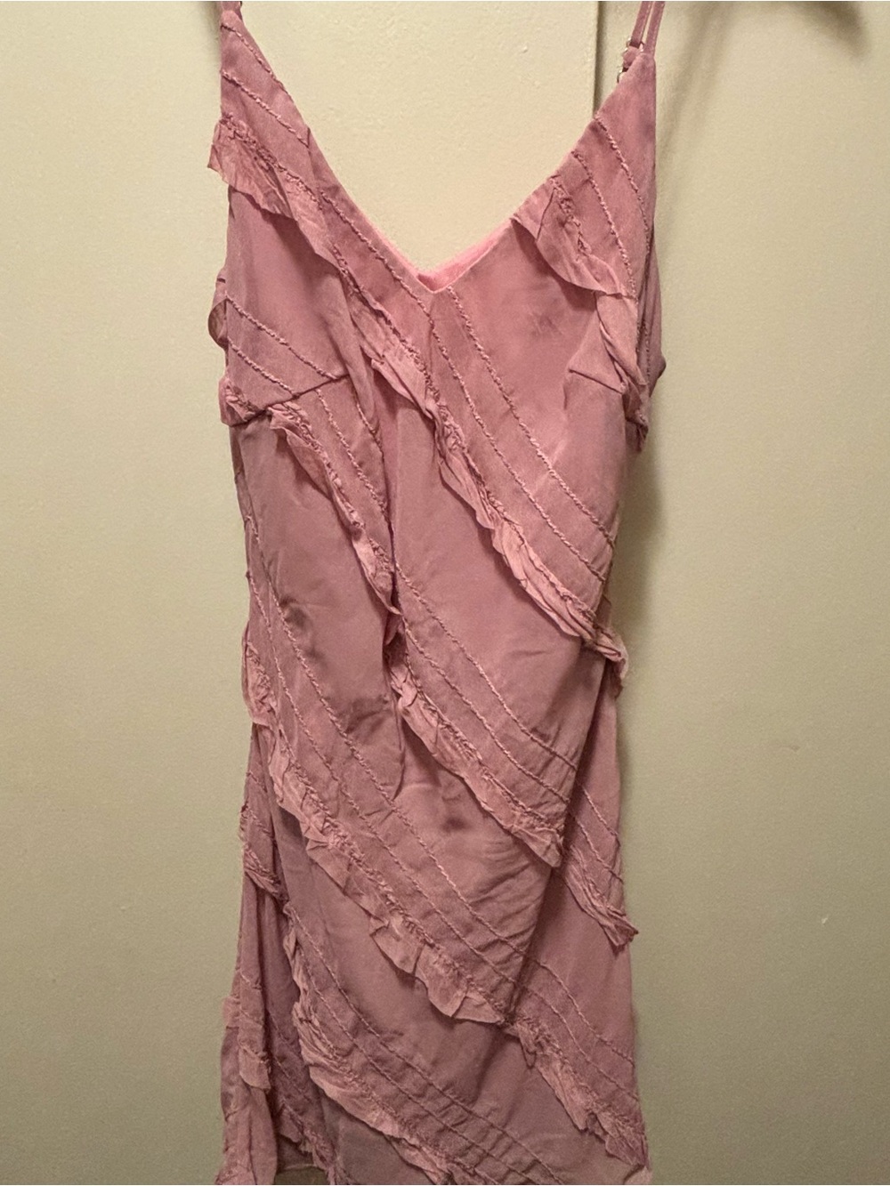 Dusty Rose Ruffled Slip Dress size 8